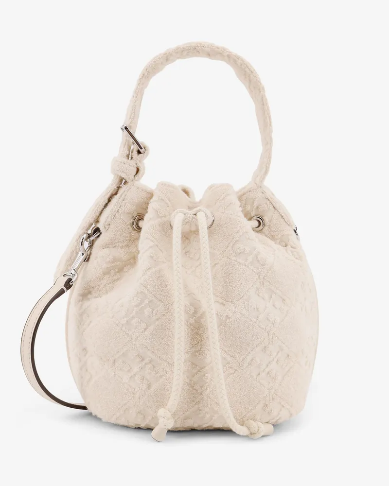 Tory Burch T Monogram Terry Mini canvas bucket bag -  - gender_Woman White