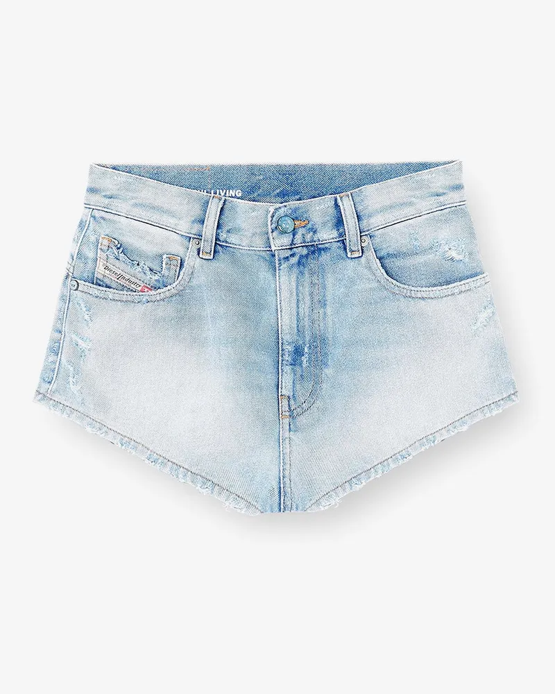 Diesel Blue denim shorts with destroyed effect -  - gender_Woman Blue