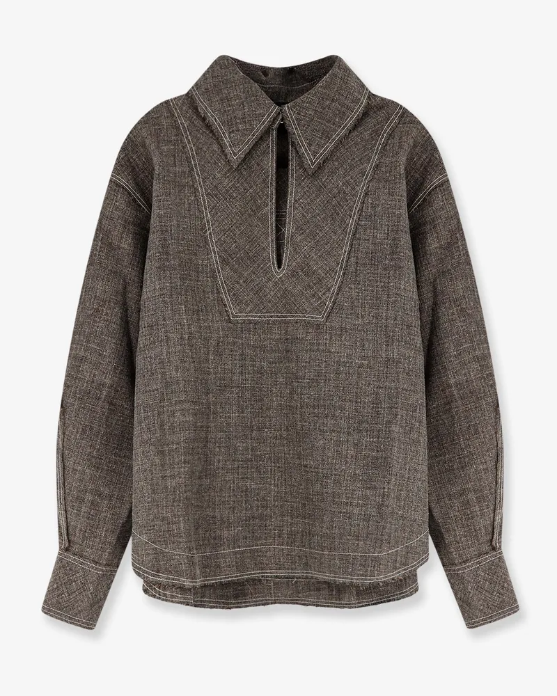Soeur Jana shirt with stitching in melange linen -  - gender_Woman Brown