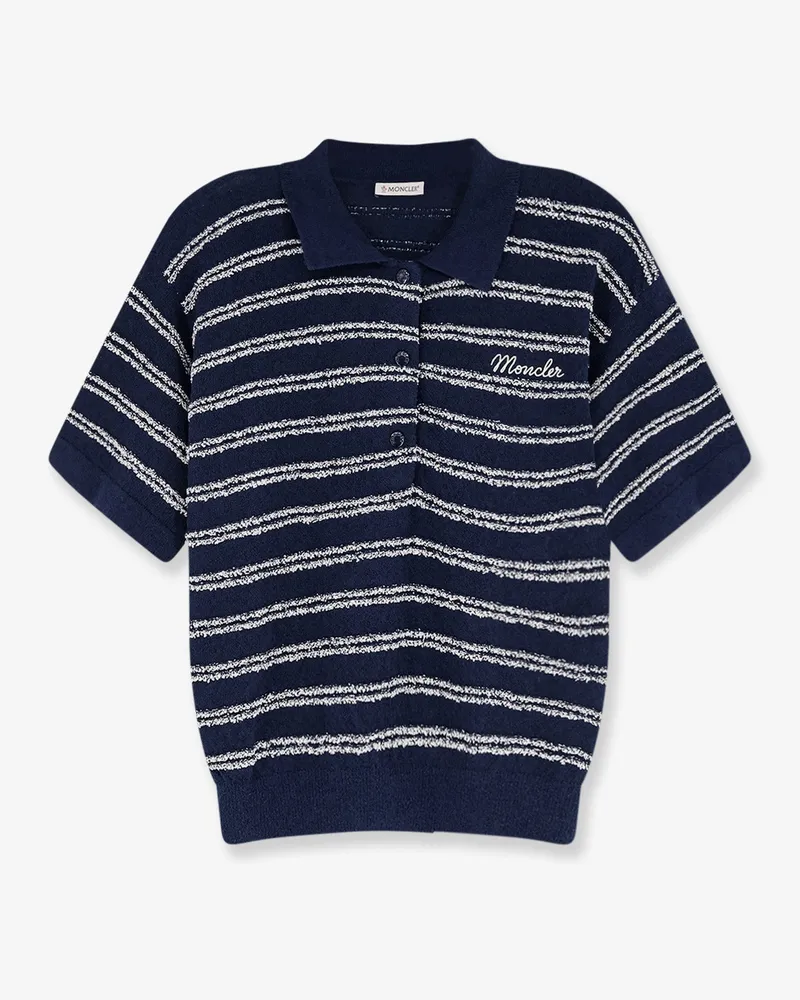 Moncler Cotton blend polo shirt with bouclé effect -  - gender_Woman Blue