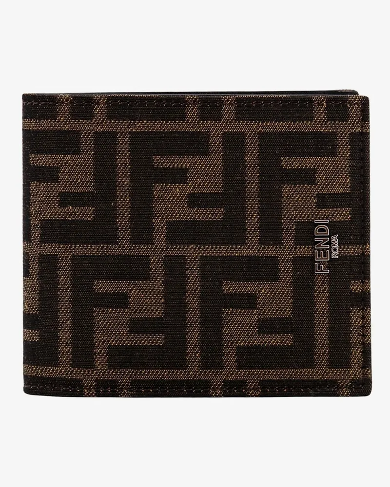 Fendi Bifold wallet in FF jacquard fabric -  - gender_Man Brown