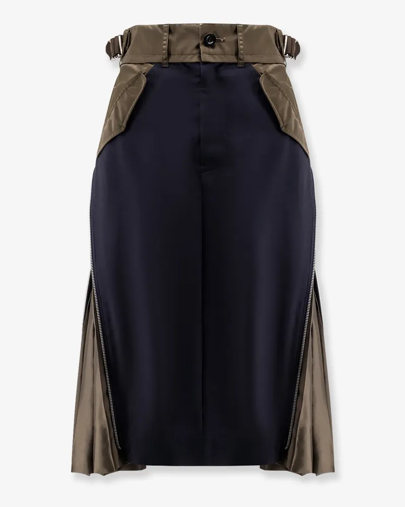 Sacai Nylon and wool midi skirt -  - gender_Woman Blue