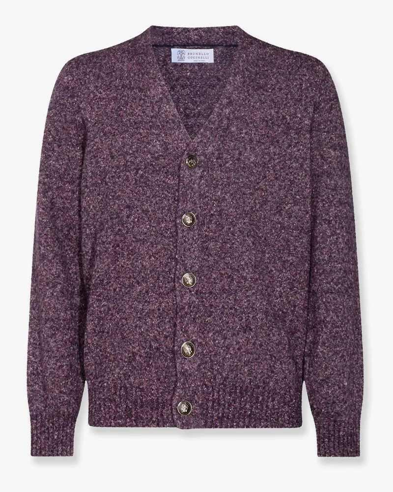 Brunello Cucinelli Alpaca, wool, silk and cotton blend cardigan -  - gender_Man Purple