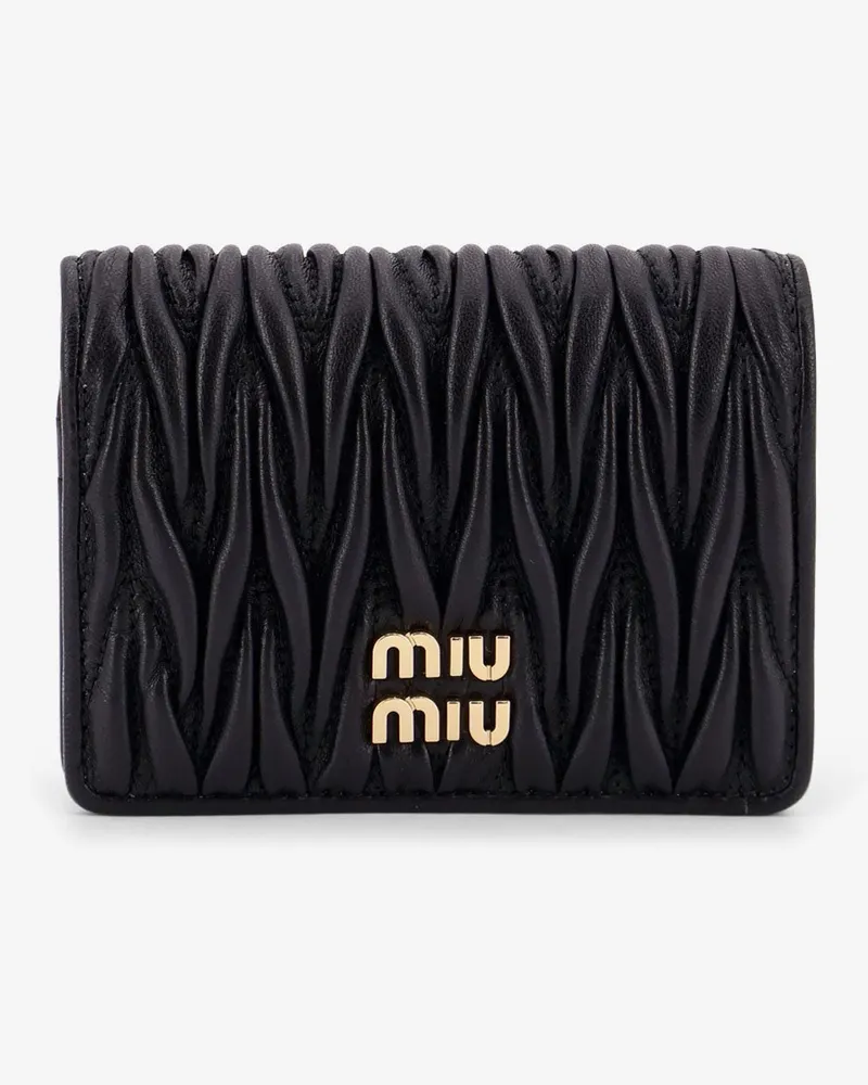 Miu Miu Quilted leather wallet with lettering logo on the front -  - gender_Woman Black