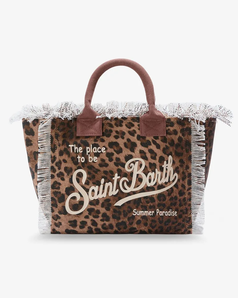 MC2 Saint Barth Colette canvas crossbody bag with animal print -  - gender_Woman Brown
