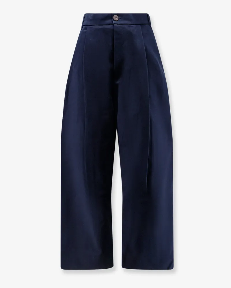 Studio Nicholson High waist cotton trousers -  - gender_Man Blue