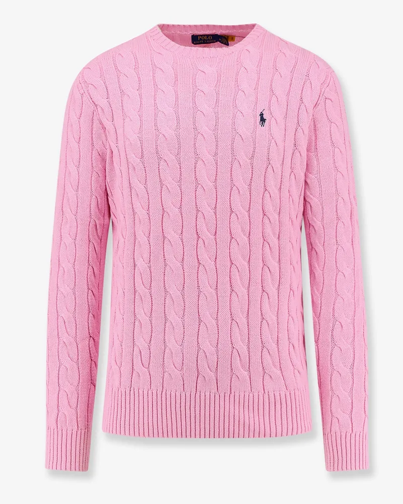 Ralph Lauren Cable knit cotton sweater with iconic logo -  - gender_Man Pink