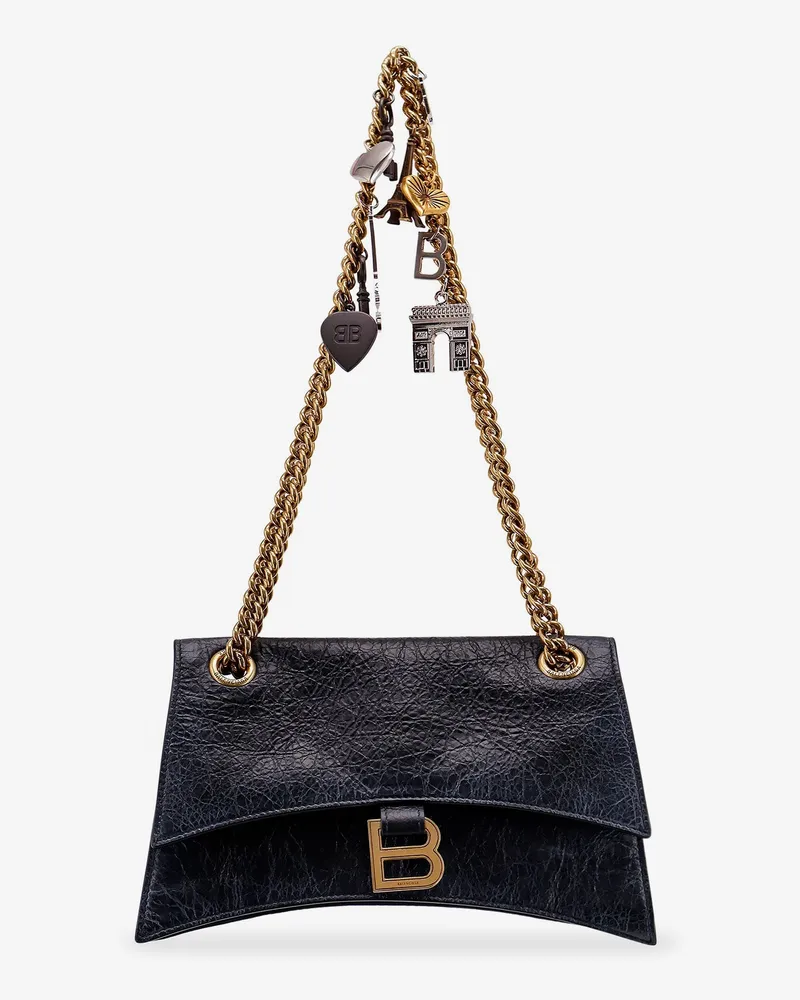 Balenciaga Leather shoulder bag with dirty effect and iconic metal logo -  - gender_Woman Black