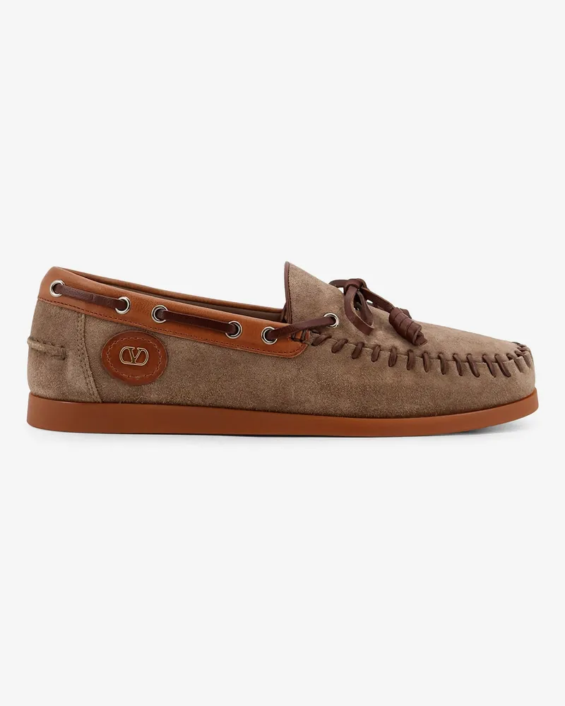 Valentino Garavani Palm Avenue suede and leather loafers -  - gender_Man Brown