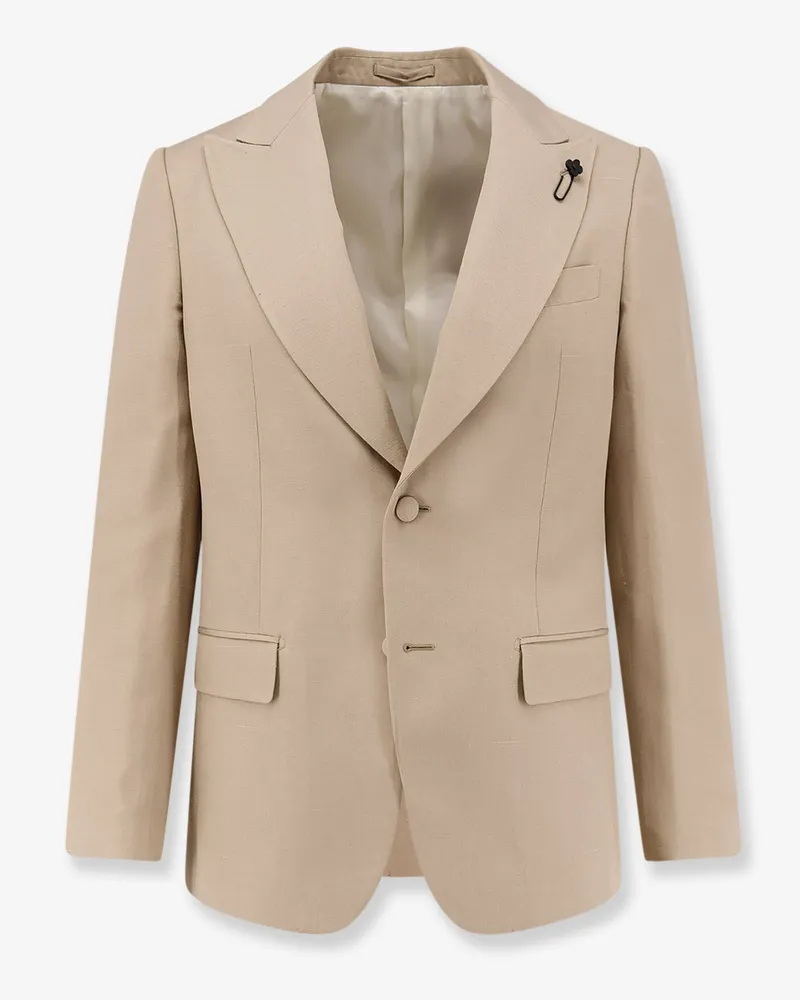 LARDINI Single-breasted viscose and silk blazer -  - gender_Man Beige