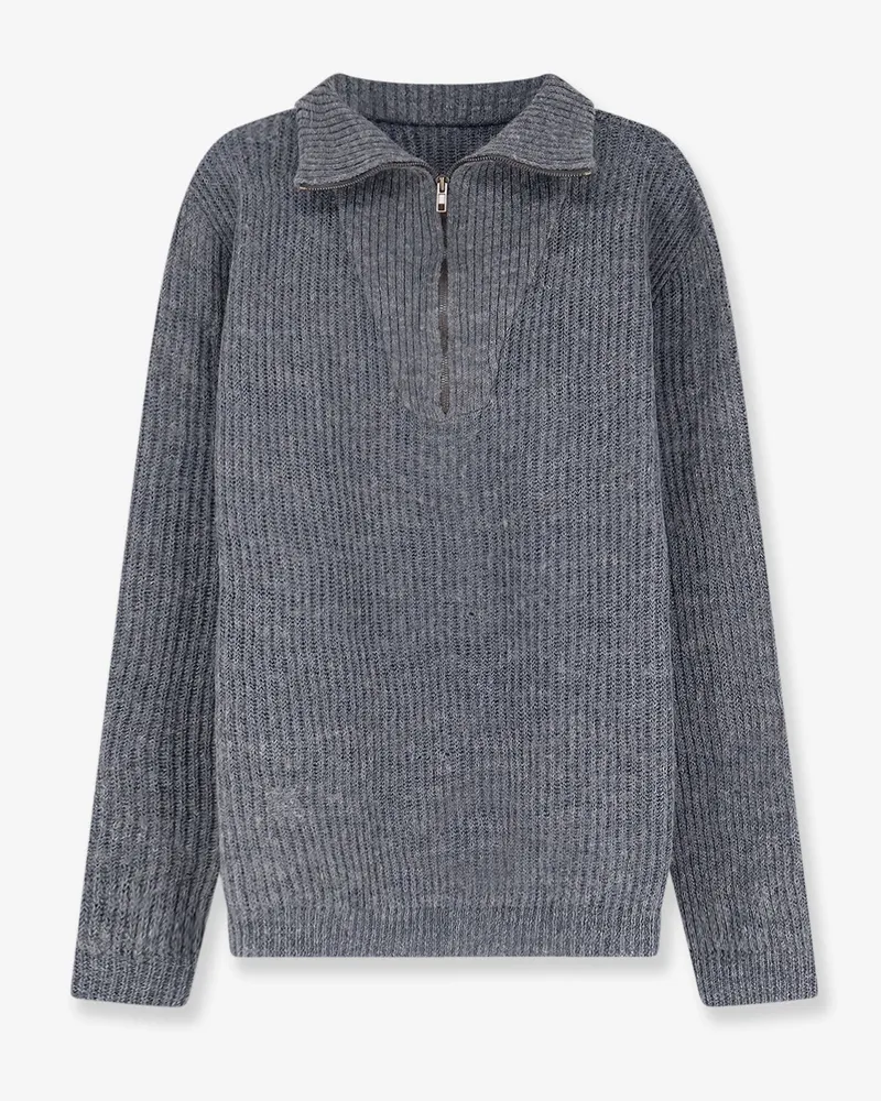 Maison Margiela Ribbed linen and wool blend sweater -  - gender_Man Grey