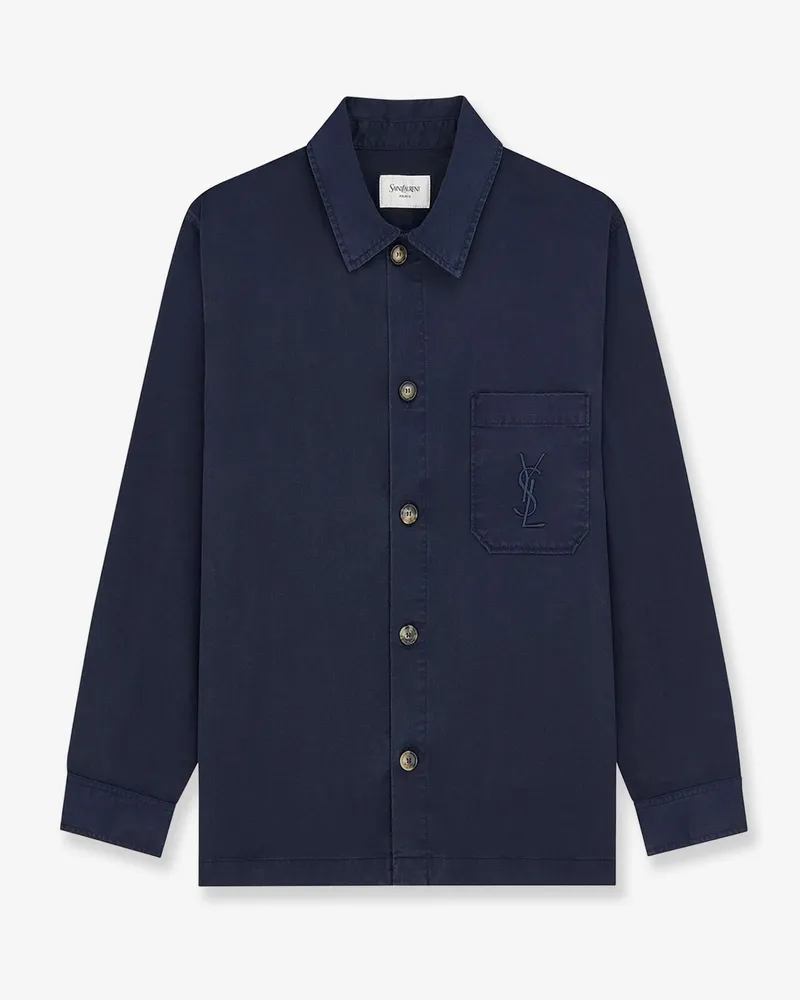 Saint Laurent Cassandre certified cotton Overshirt -  - gender_Man Blue
