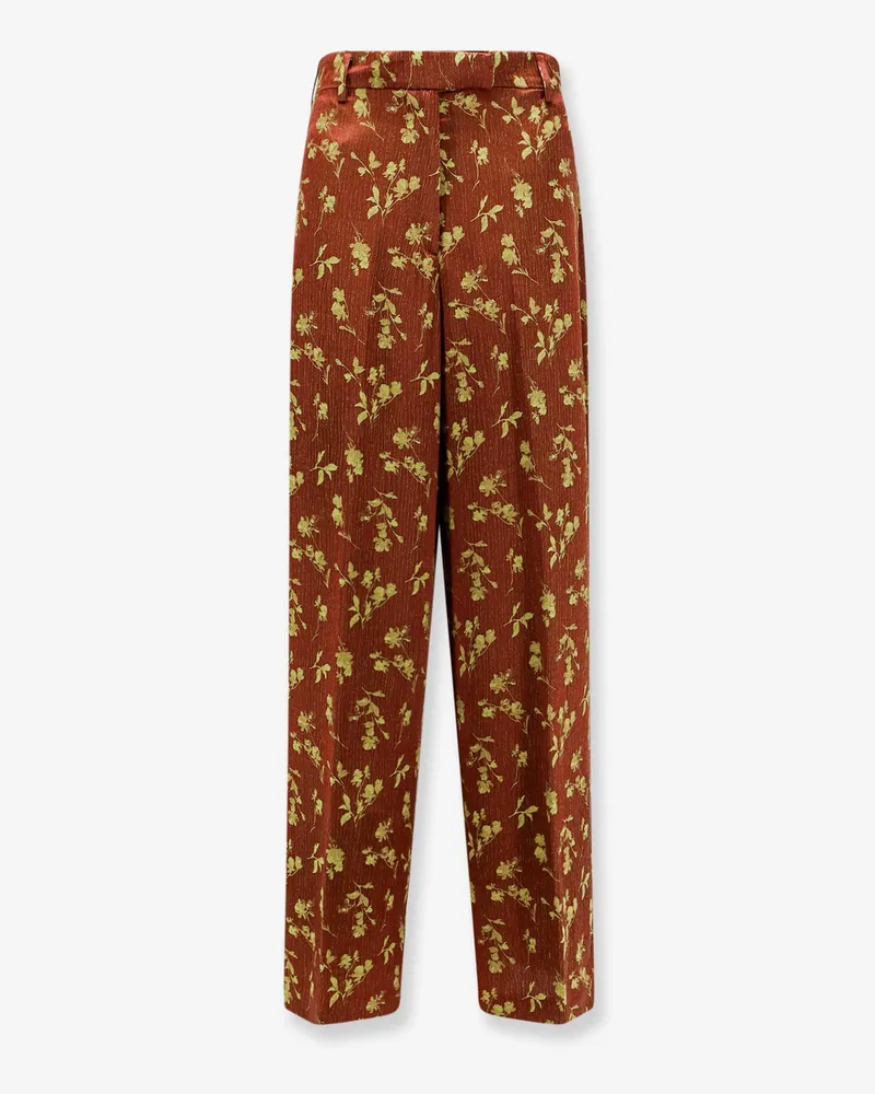 Dries van Noten Viscose blend trousers with floral pattern -  - gender_Woman Brown