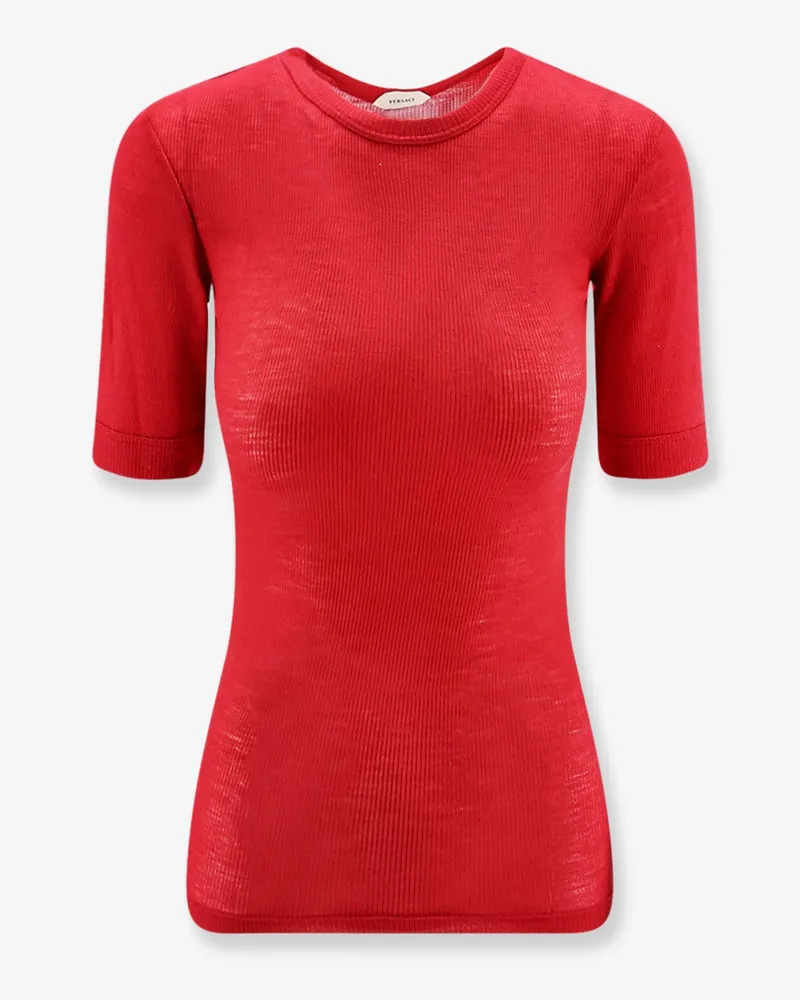 Versace Ribbed cotton t-shirt -  - gender_Woman Red