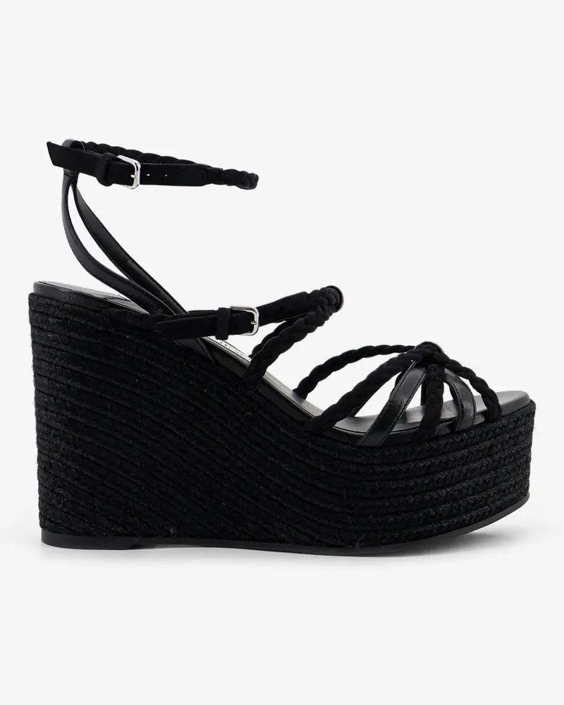 Jimmy Choo Nyra leather and raffia sandals -  - gender_Woman Black