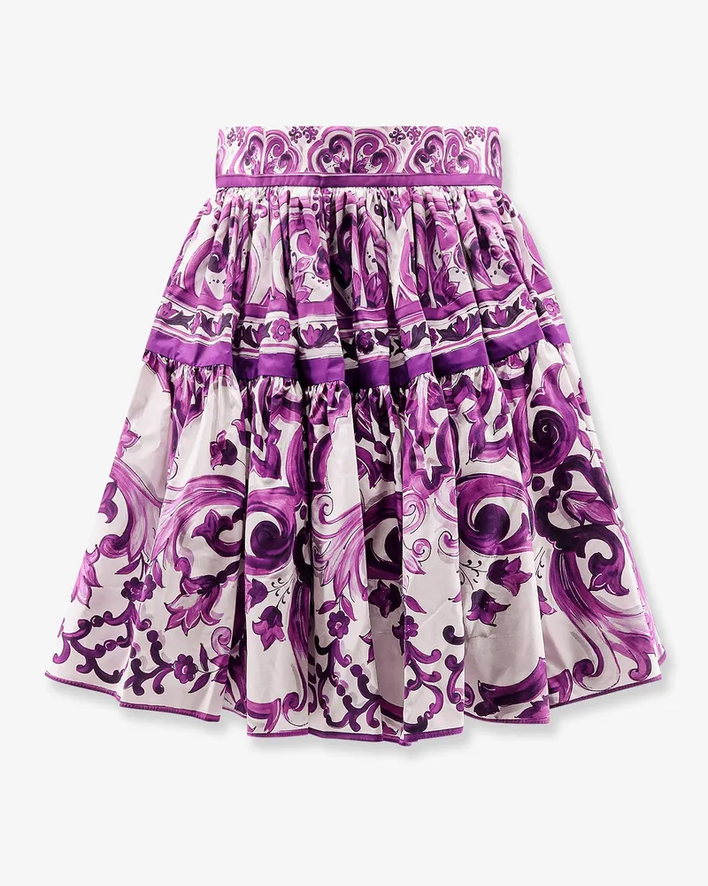Dolce & Gabbana Maiolica cotton skirt with ruffles -  - gender_Woman Purple