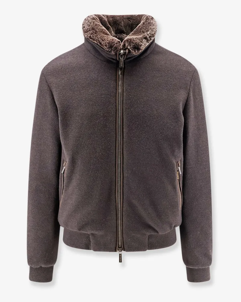 MOORER Bellati-Mrw wool and cashmere jacket with fur detail -  - gender_Man Brown