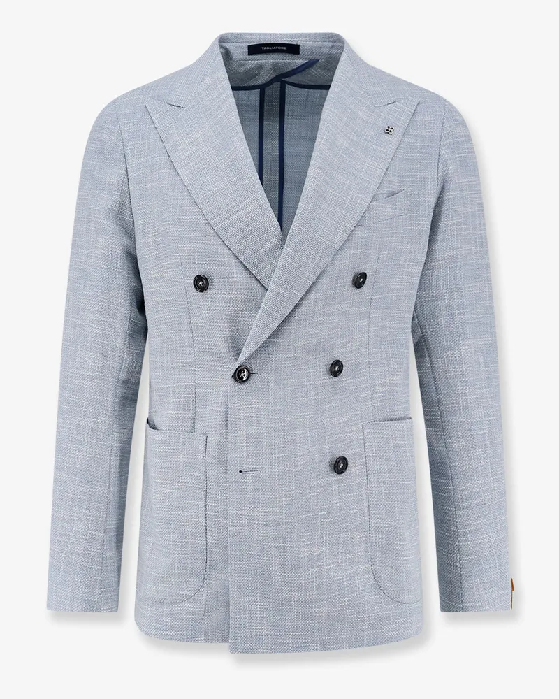 Tagliatore Double-breasted virgin wool, silk and cotton blazer -  - gender_Man Blue
