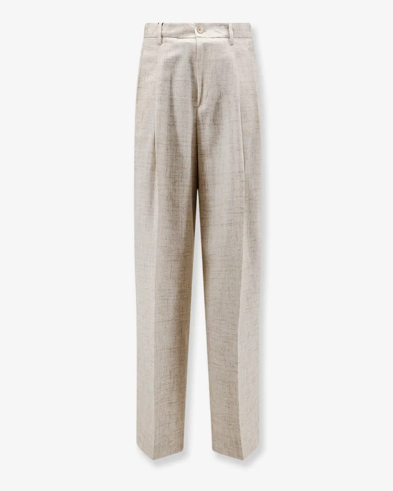 Dolce & Gabbana Viscose and linen blend trousers with tweed effect -  - gender_Man Beige