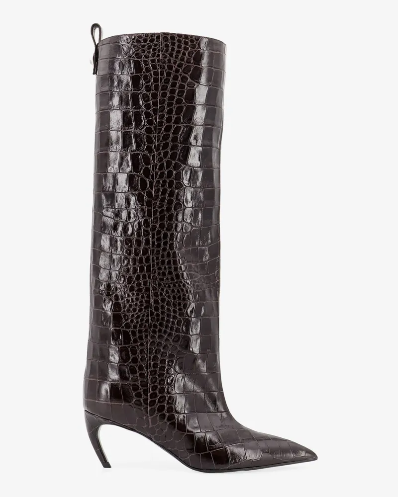 ATTICO Lea boots in leather with crocodile print -  - gender_Woman Brown