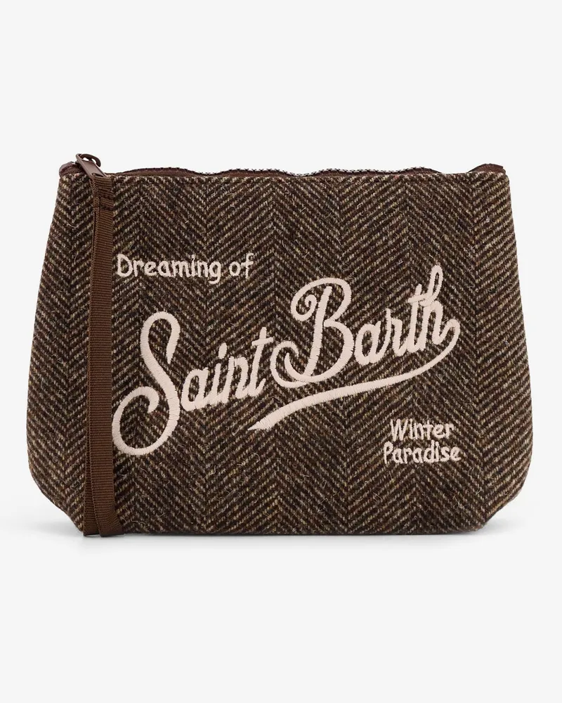 MC2 Saint Barth Aline Wool clutch bag with herringbone pattern -  - gender_Man Brown
