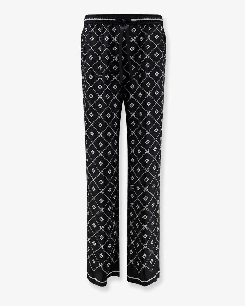 Dolce & Gabbana Silk trousers with all-over logo print -  - gender_Man Black