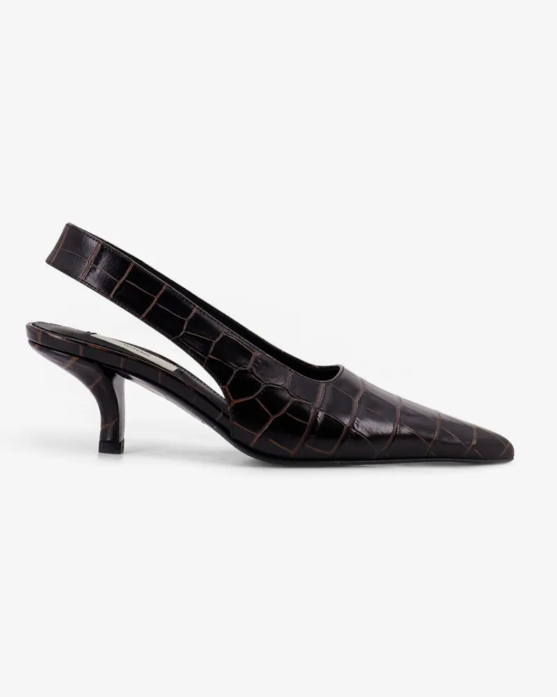 Totême Leather décolleté with crocodile print -  - gender_Woman Brown