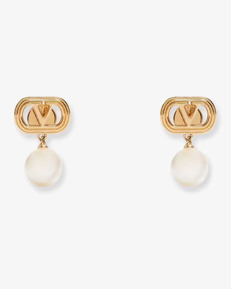 Valentino Garavani Ovalette metal earrings with Swarovski pearls -  - gender_Woman Gold
