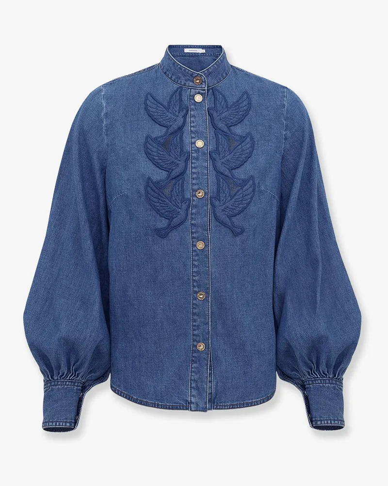 Zimmermann Denim shirt with cut-out embroidery -  - gender_Woman Blue