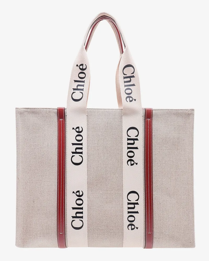 Chloé Woody linen shoulder bag -  - gender_Woman Beige