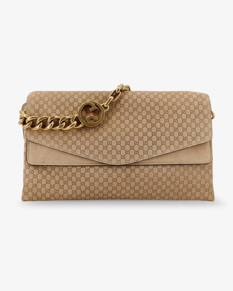 Gucci Suede and GG canvas shoulder bag -  - gender_Woman Beige