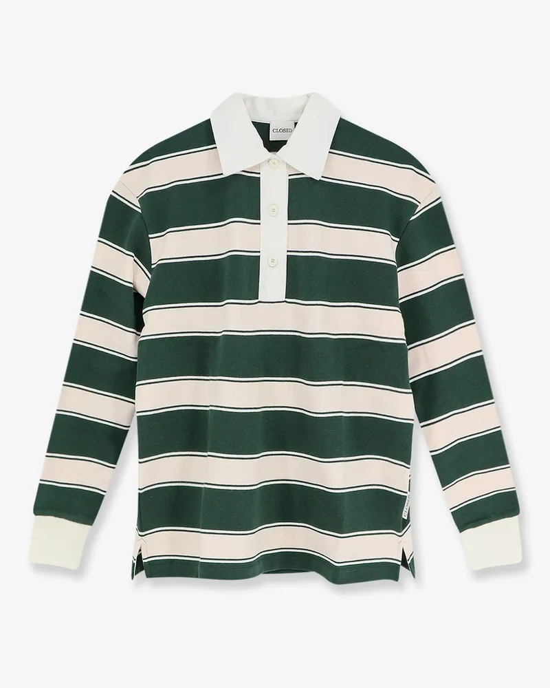 Closed Striped Cotton Rugby Polo Shirt -  - gender_Woman Green