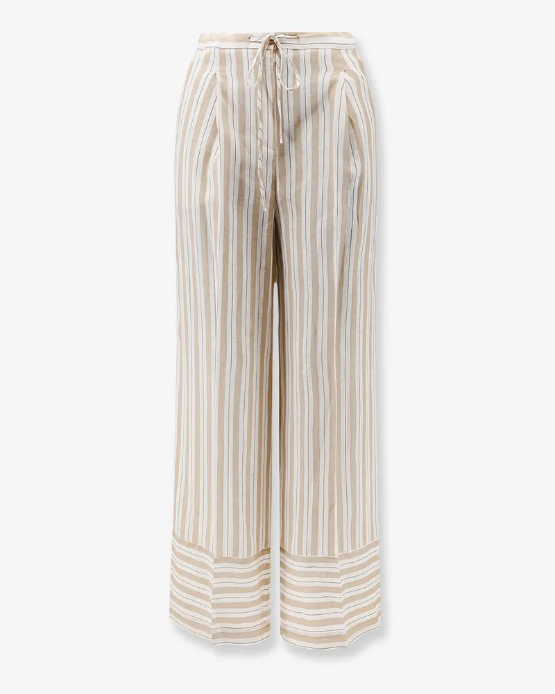Semicouture Striped linen trousers -  - gender_Woman Beige