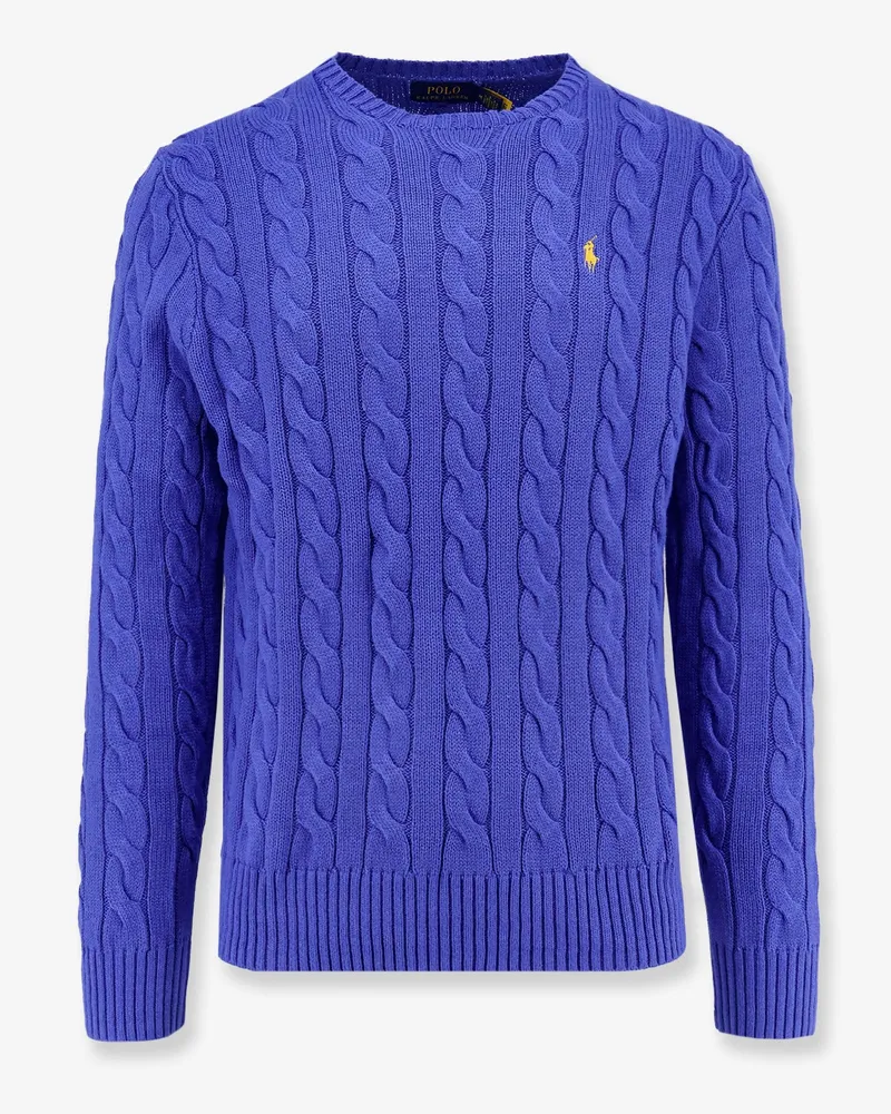Ralph Lauren Cable knit sweater with iconic embroidery -  - gender_Man Blue