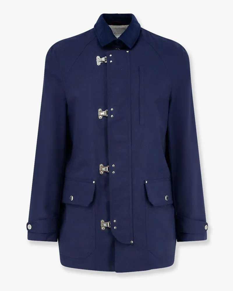 Brunello Cucinelli Water-resistant jacket with hooks -  - gender_Man Blue
