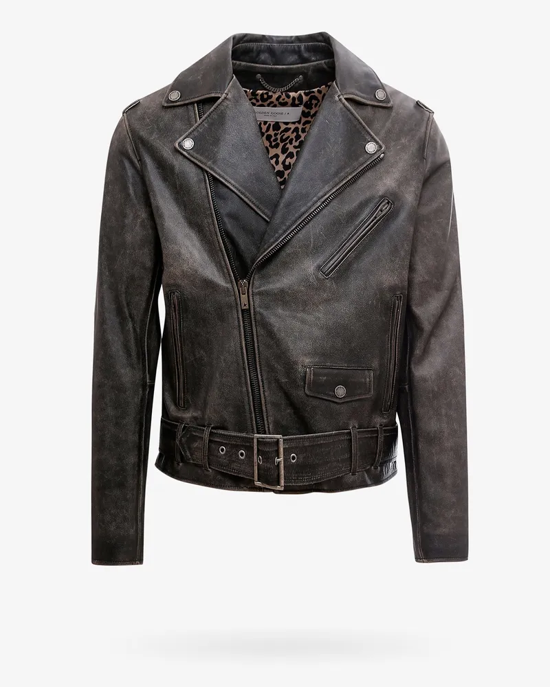 Golden Goose Chiodo Golden leather jacket -  - gender_Man Black