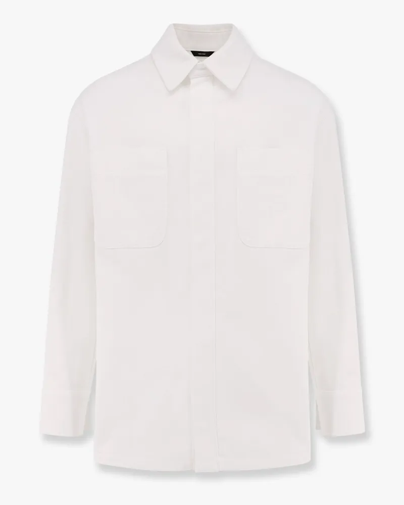 Fendi Denim jacket with stitched profiles and FF logo -  - gender_Man White
