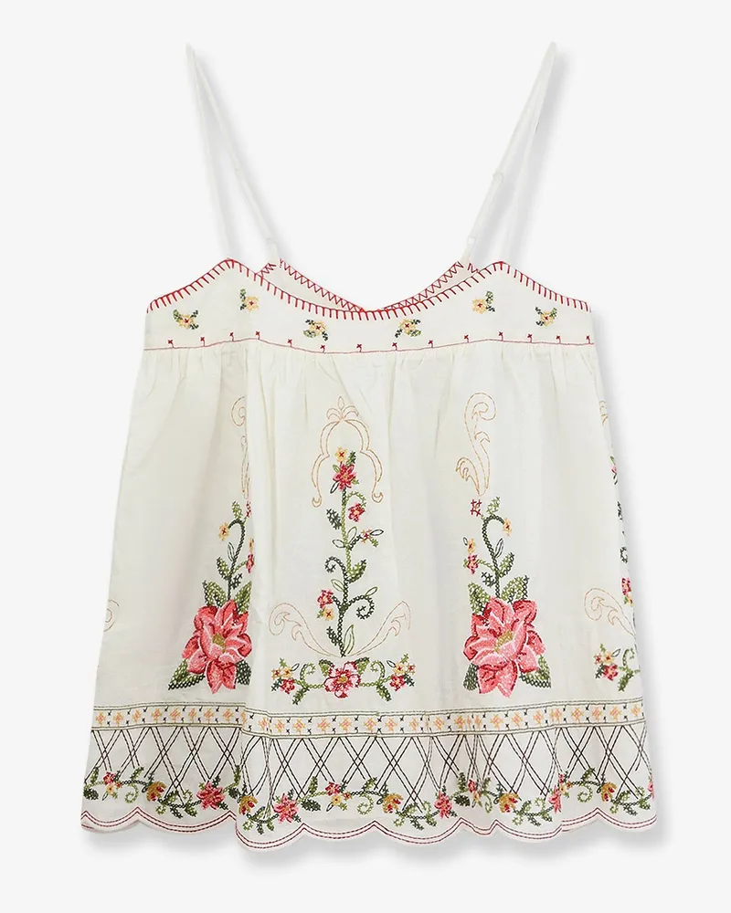 FARM Rio Linen and viscose top with embroidery -  - gender_Woman White