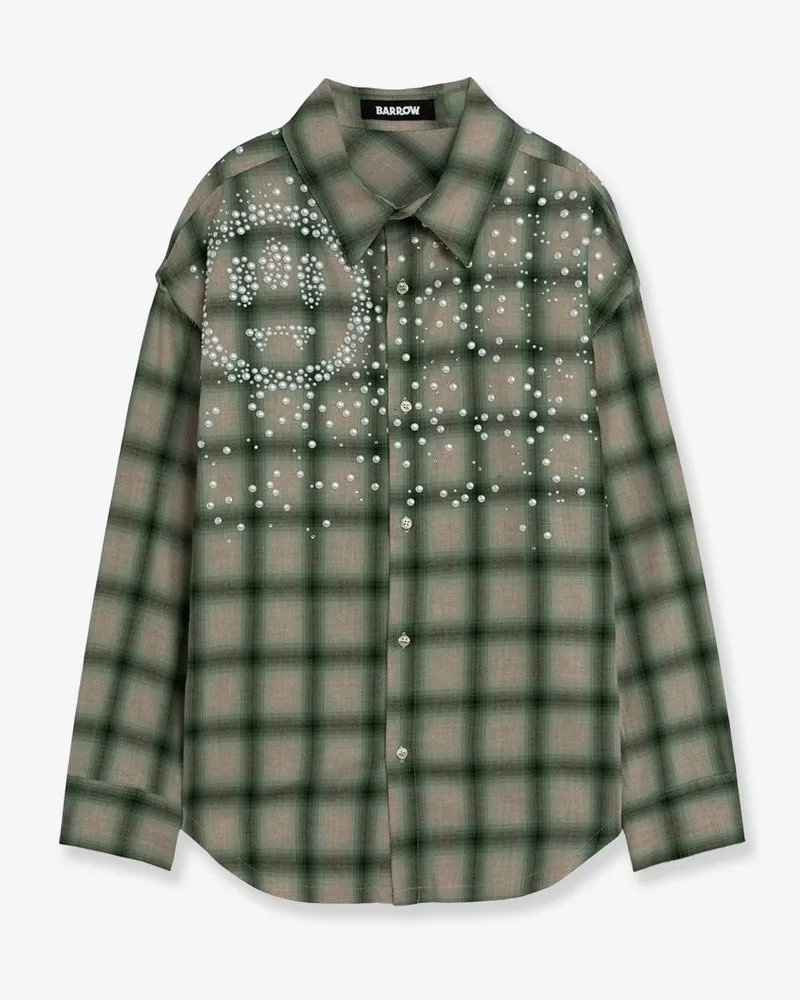 BARROW Shirt with check pattern and all-over studs -  - gender_Man Green