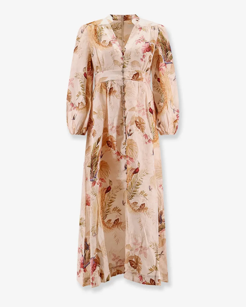 Zimmermann Ascension Plunge linen Midi Dress -  - gender_Woman Pink