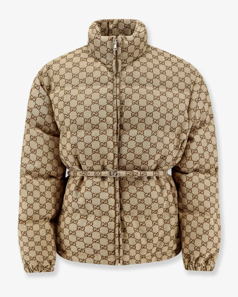 Gucci GG Fabric padded jacket with belt -  - gender_Woman Beige