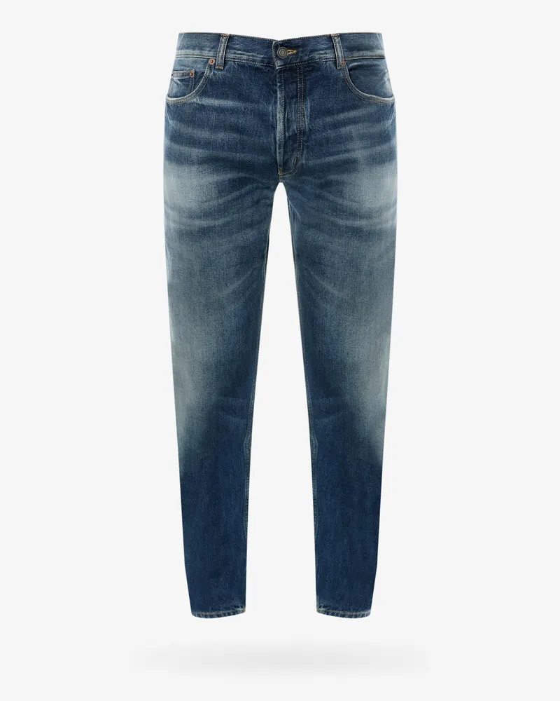 Saint Laurent Cotton jeans with back logo patch -  - gender_Man Blue