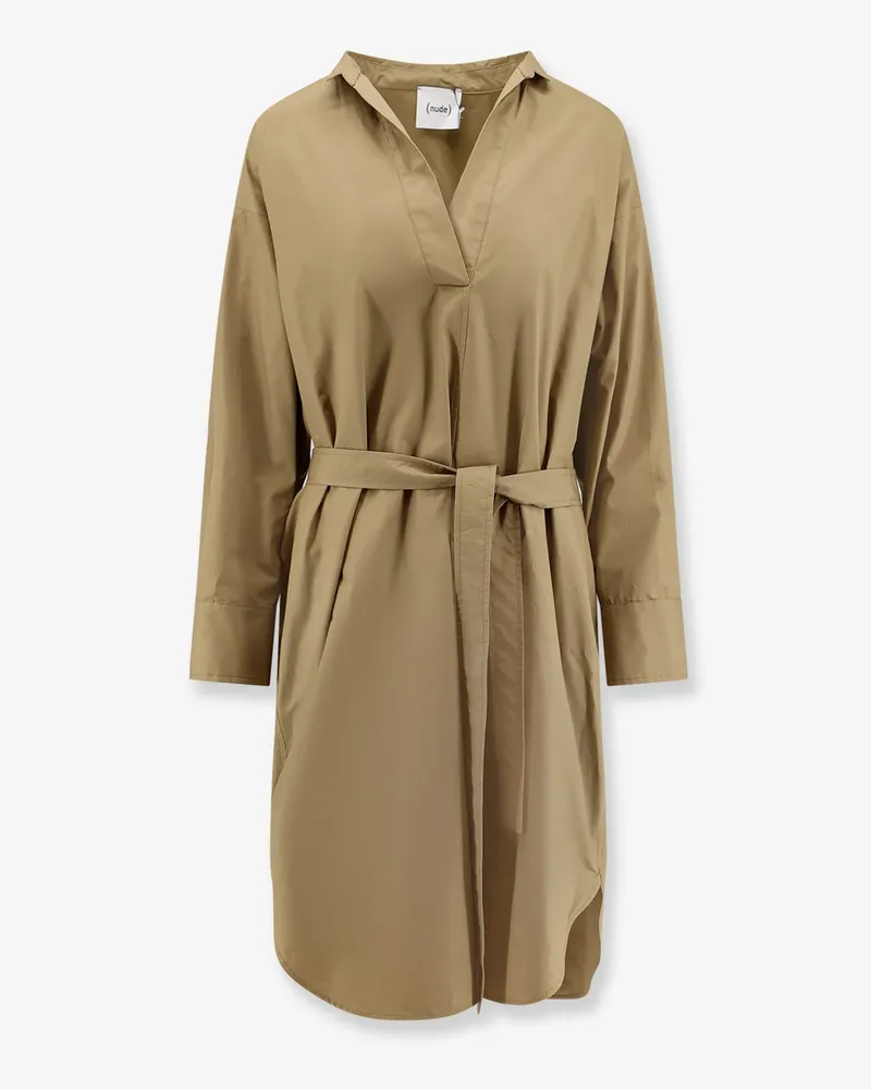 NUDE Cotton dress with belt -  - gender_Woman Beige