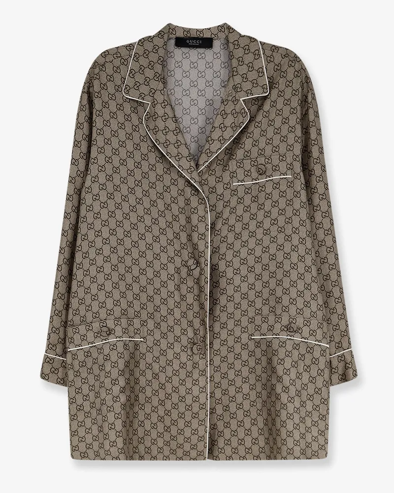 Gucci Silk shirt with GG print -  - gender_Woman Beige