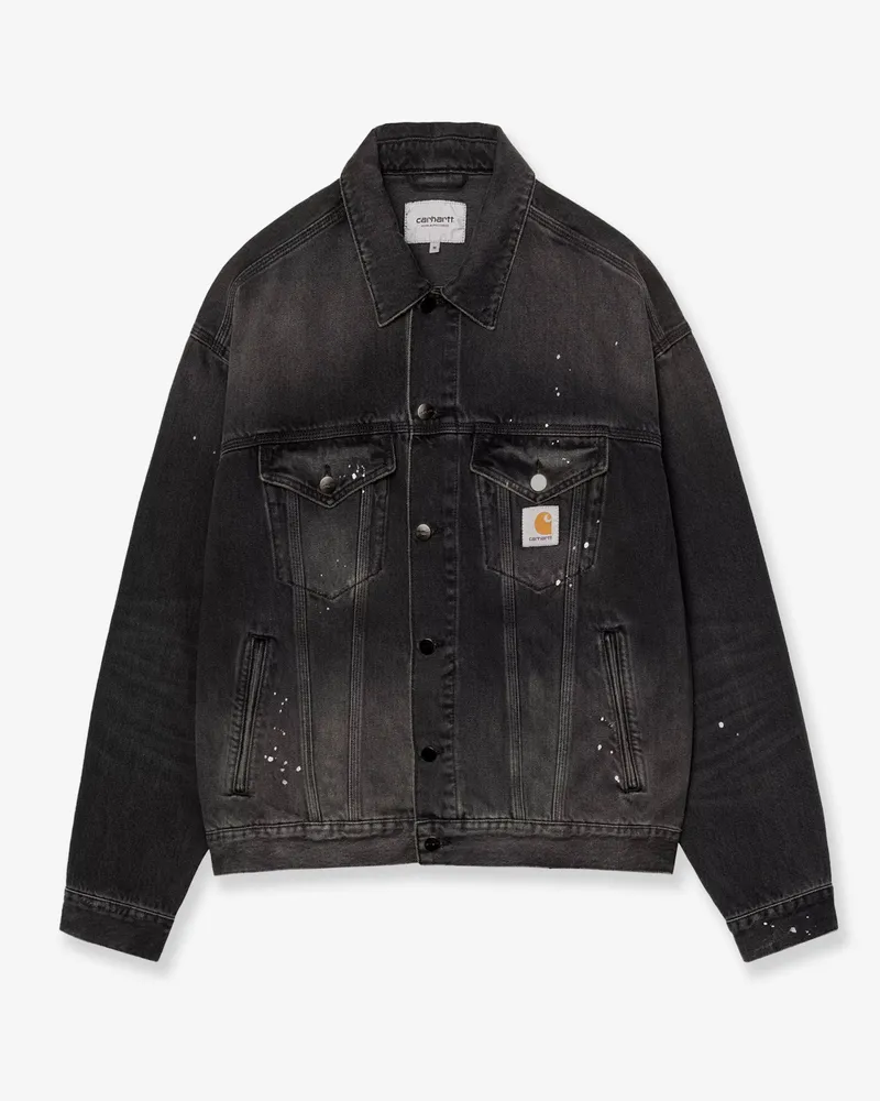 Carhartt WIP Black denim jacket with a distressed effect -  - gender_Man Black