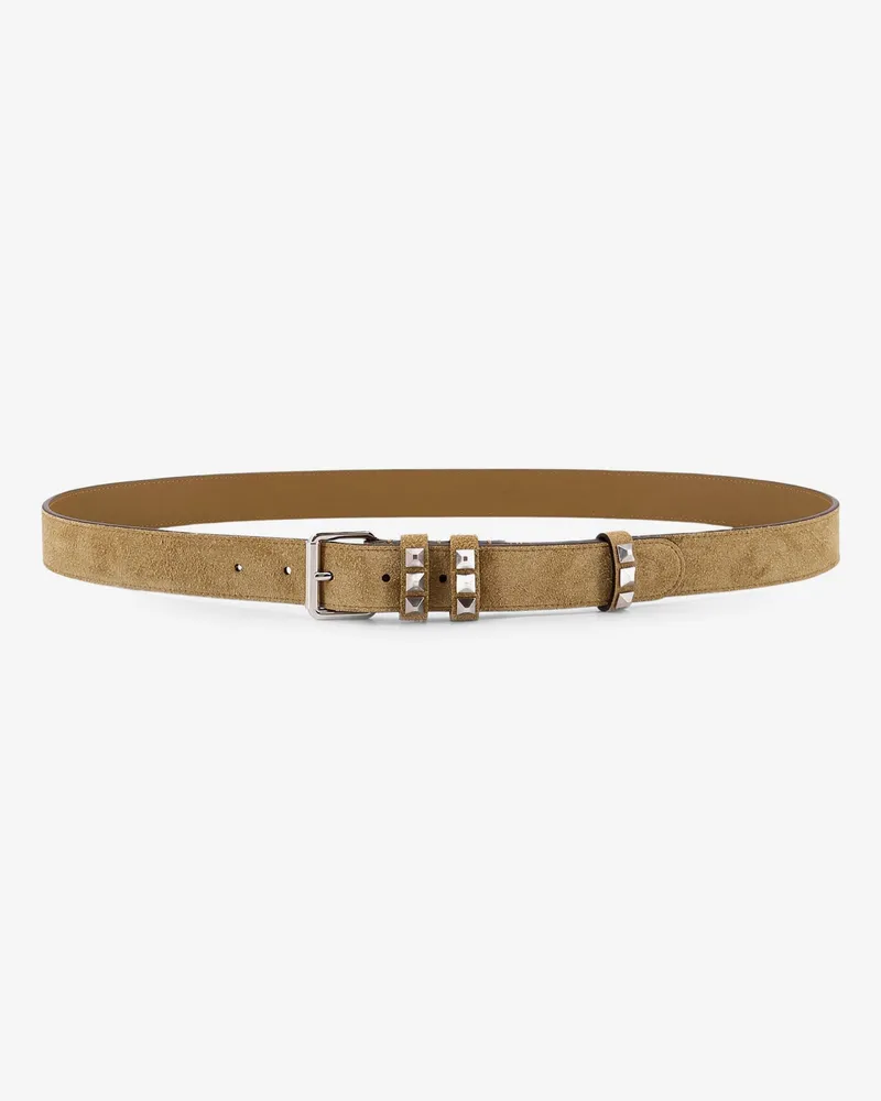 Valentino Garavani Flaneuse suede belt with iconic studs -  - gender_Man Beige