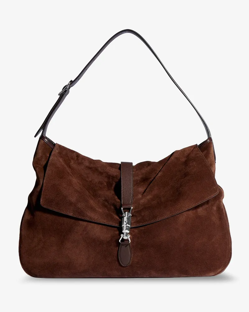 Gucci Jackie Flap suede shoulder bag -  - gender_Man Brown