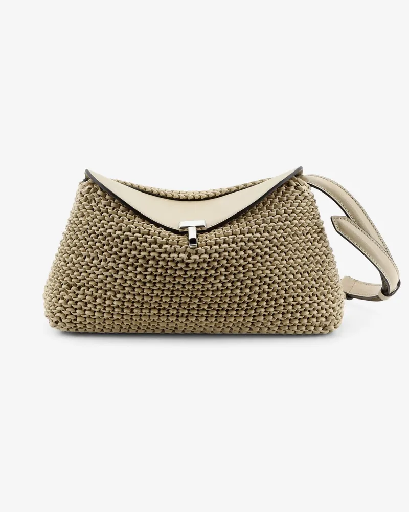 Totême T-Lock woven leather clutch -  - gender_Woman Beige