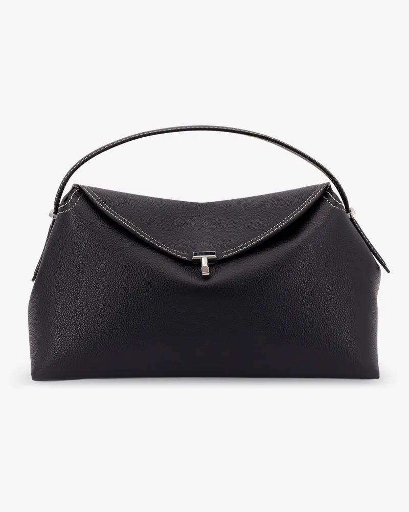 Totême T-Lock leather handbag with contrasting stitching -  - gender_Woman Black