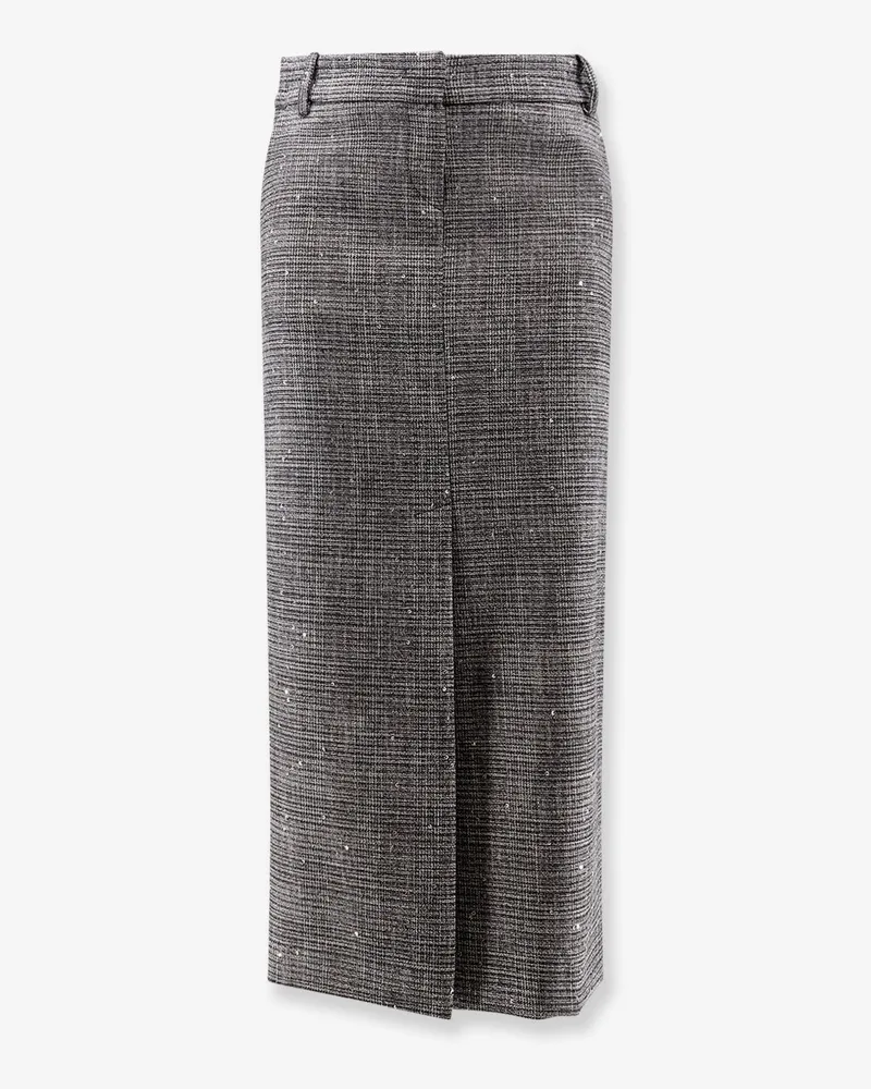 ACTUALEE Tartan midi skirt with lurex and sequin trim -  - gender_Woman Grey
